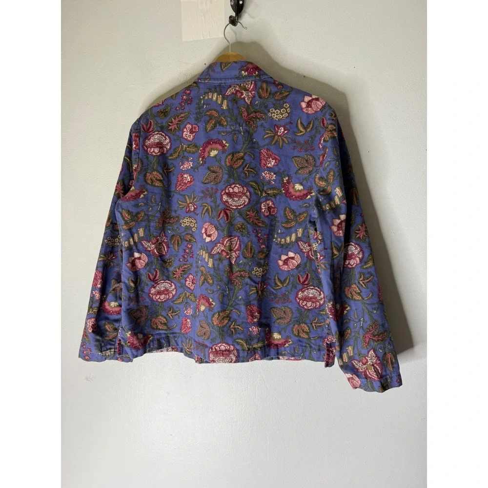 Appleseeds's floral chore coat blazer botanical‎ print periwinkle size 16M